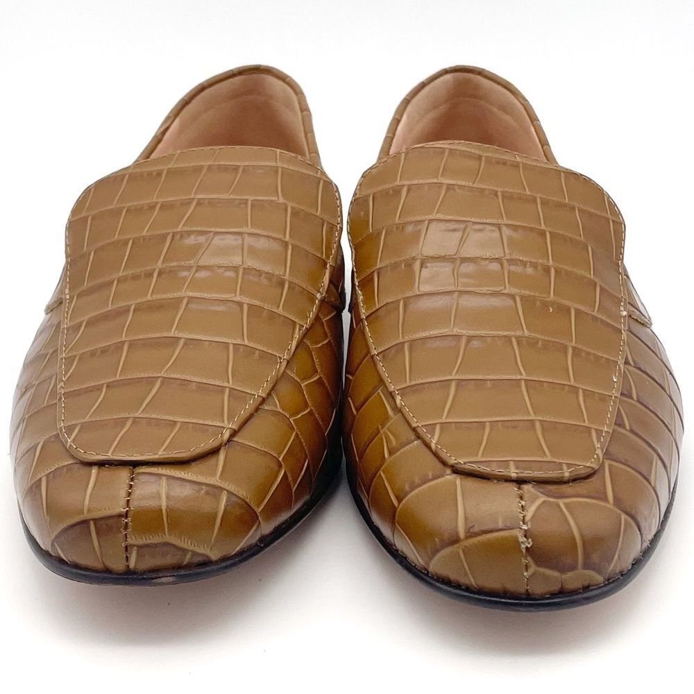 NEW J. Crew Cecile Croc Embossed Leather Slipper Loafer Tan Slip-On Size 7 NWOB - Picture 8 of 16